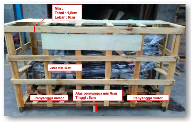 Standar packing Kayu pengiriman motor J&T Cargo